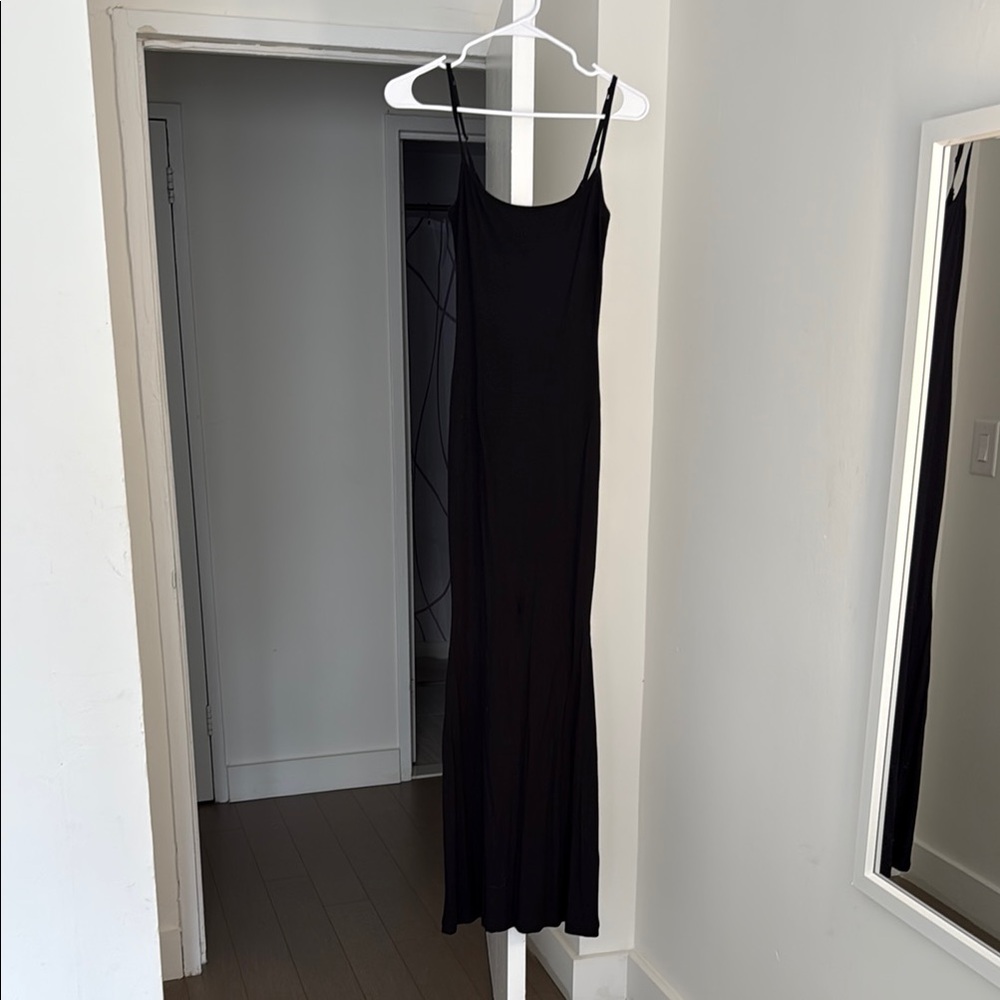 SKIMS Black Sleeveless Spaghetti Strap Maxi Dress